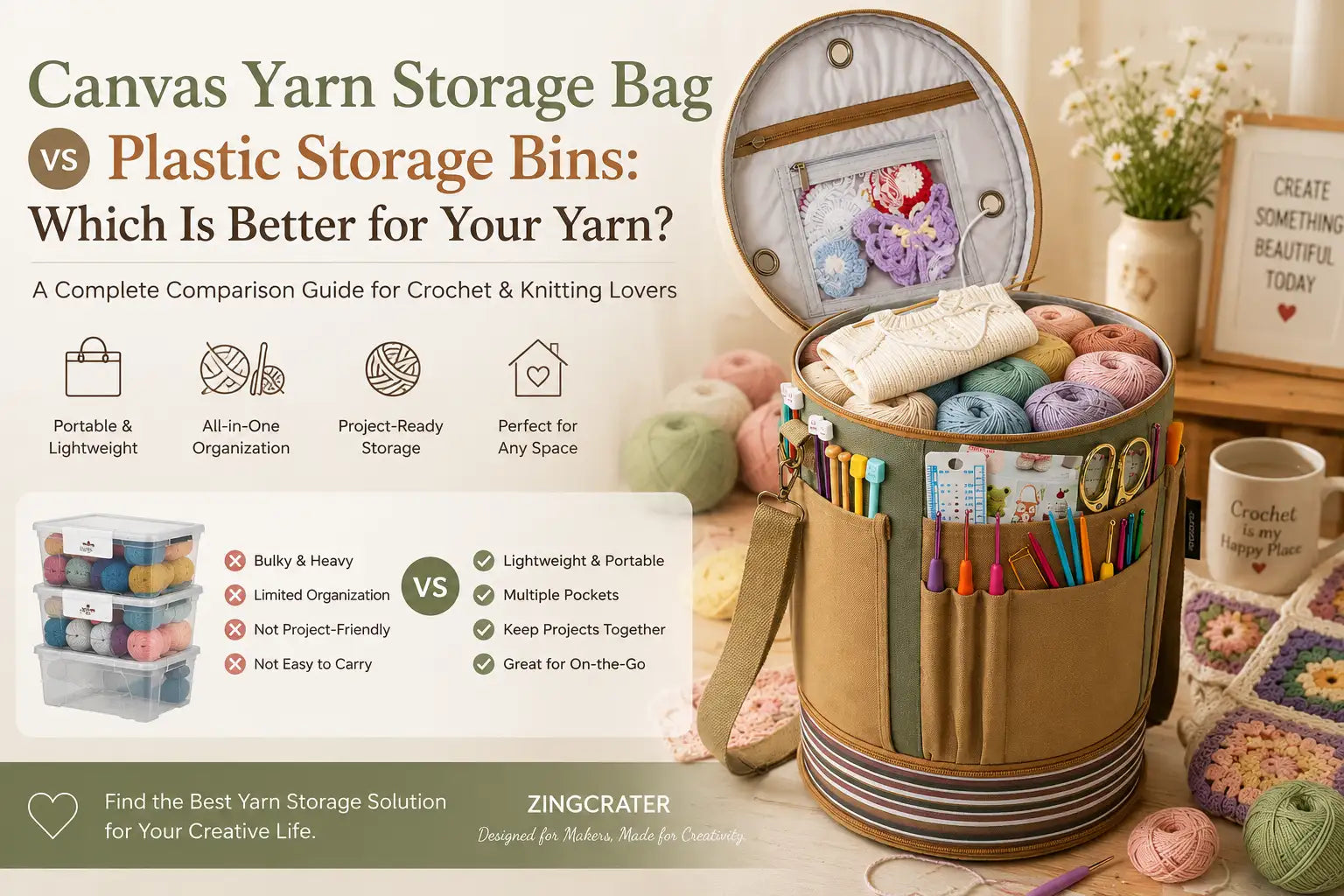 Canvas Yarn Storage Bag vs Plastic Storage Bins: Which Is Better for Your Yarn?