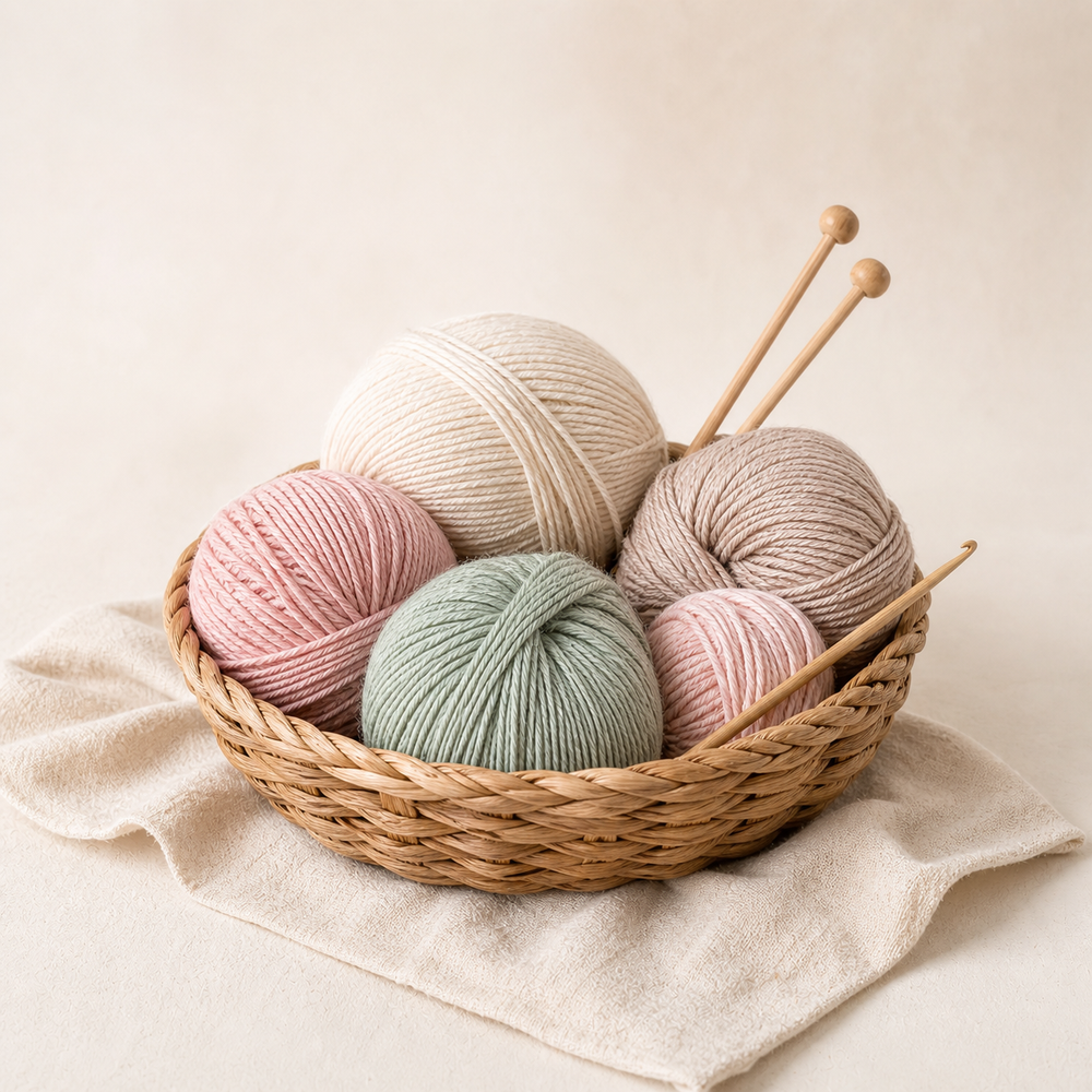 Knitting & Crochet Collection collection cover — warm editorial craft still life