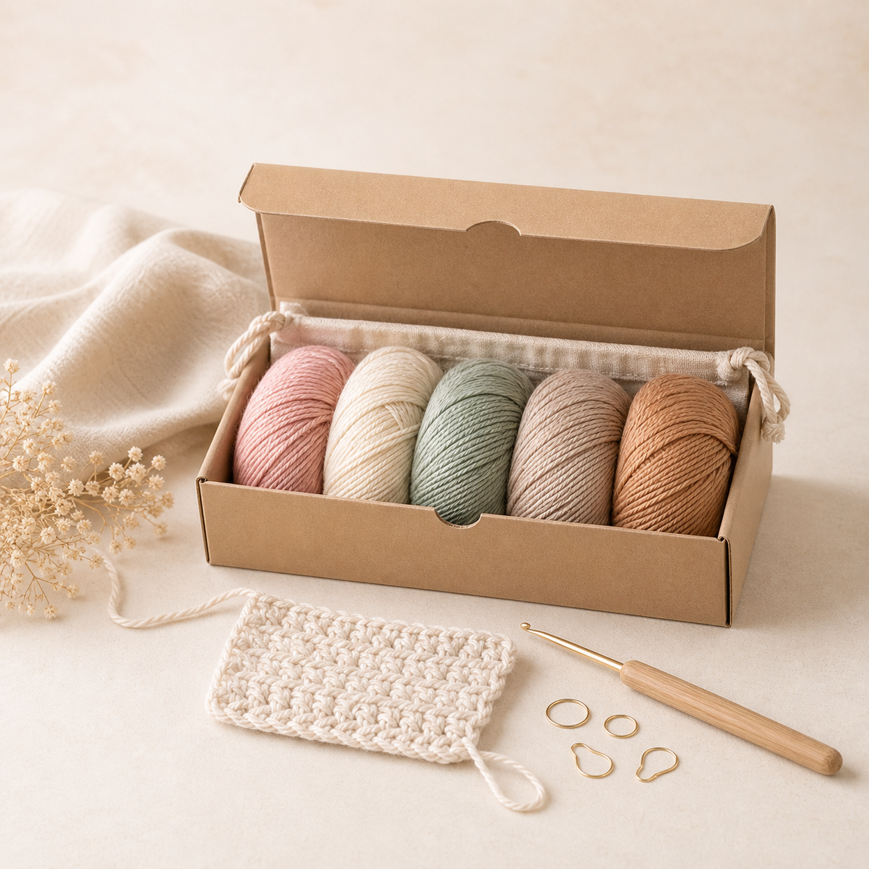 Crochet kits and tools for starting a new project
