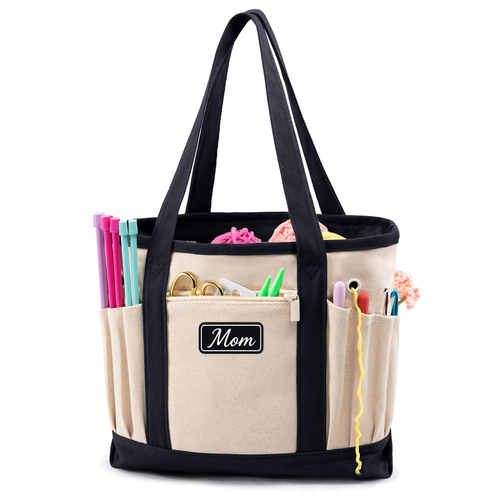 Monogram Canvas Crochet Tote Bag