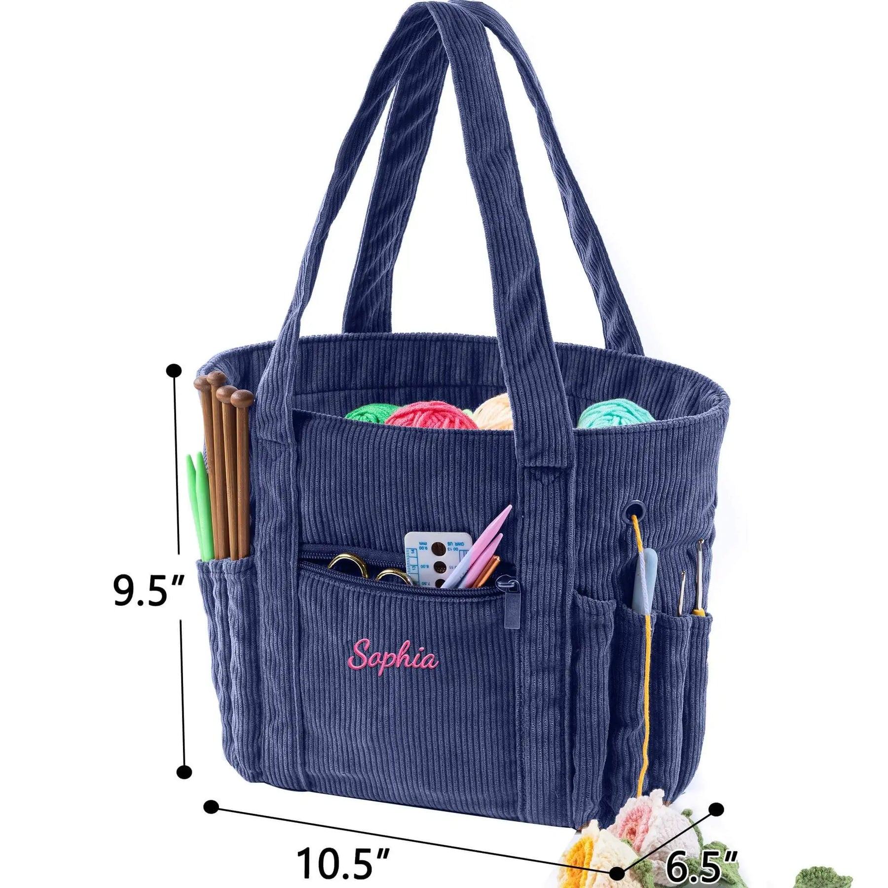 Personalized Crochet Project Tote Midnight Blue