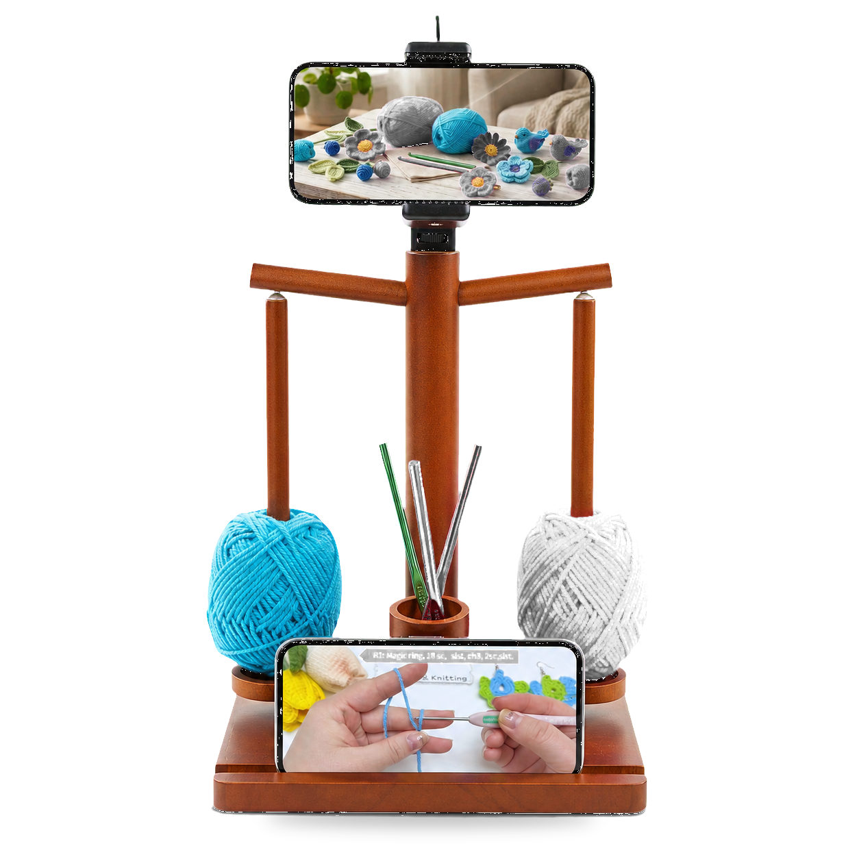 2-Spindle Wooden Yarn Holder front-facing product image