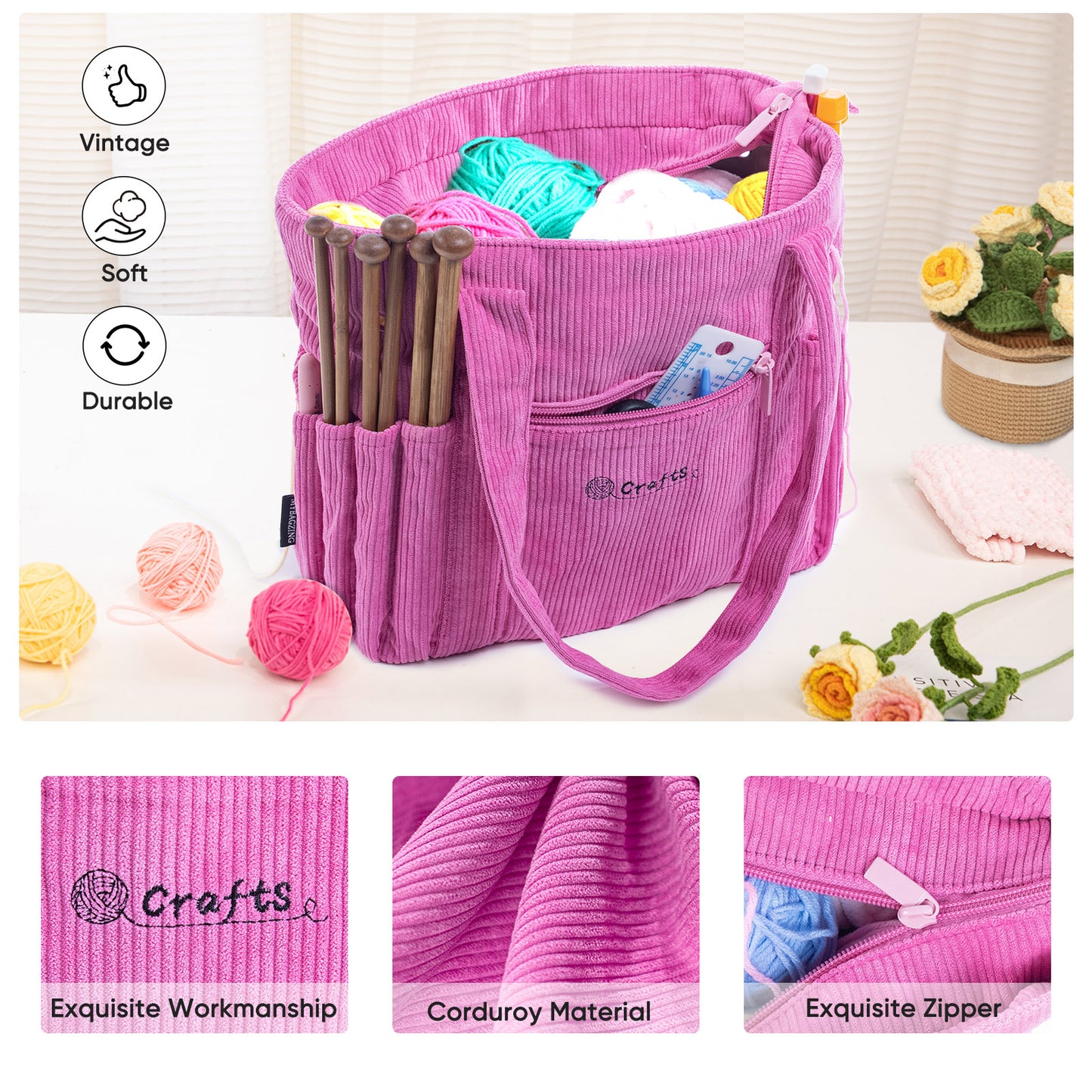 Crochet Bag and Tote - Corduroy Yarn Bag