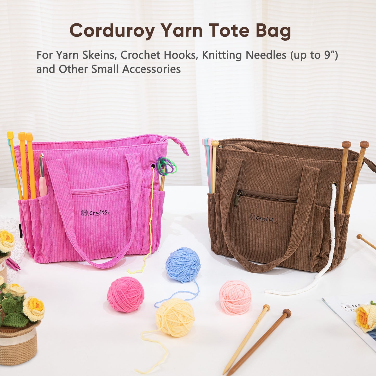 Crochet Bag and Tote - Corduroy Yarn Bag