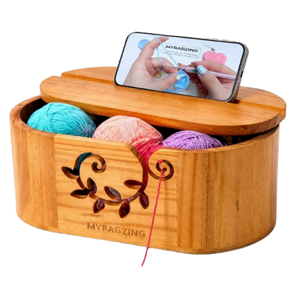 Wooden Yarn Bowl with Lid