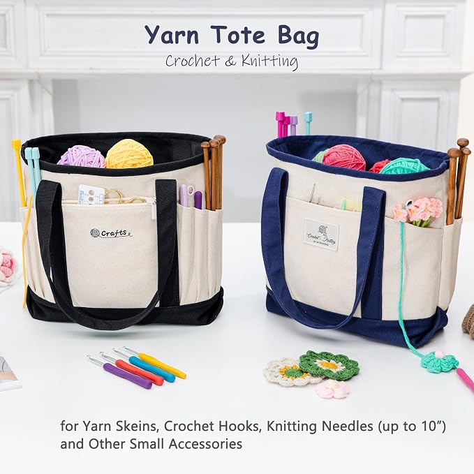 Monogram Canvas Crochet Tote Bag