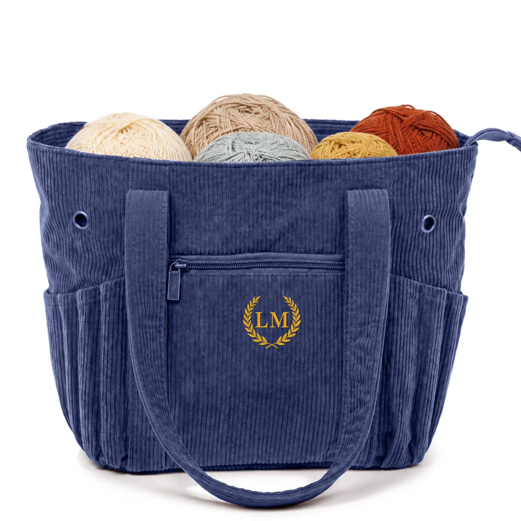 Personalized Crochet Project Tote Midnight Blue