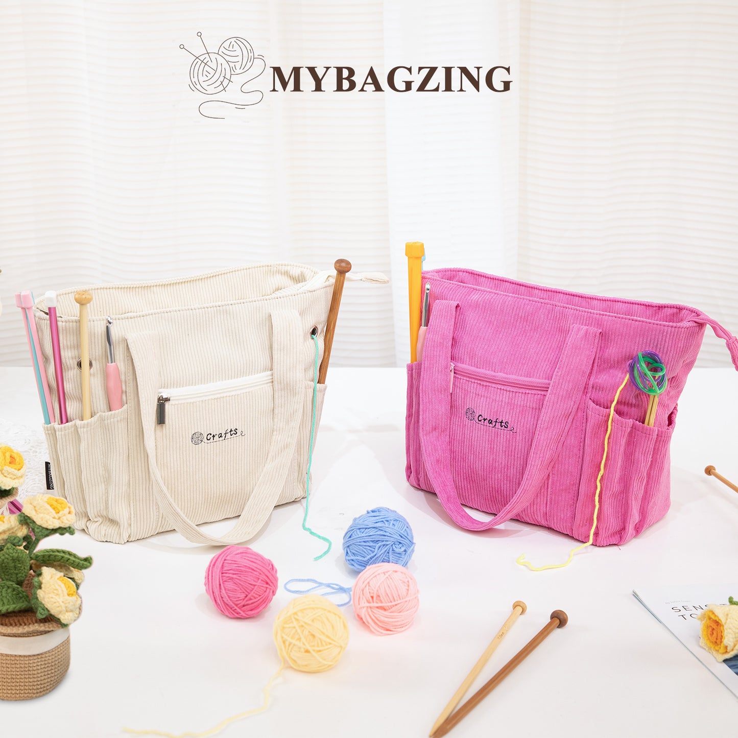 Crochet Bag and Tote - Corduroy Yarn Bag