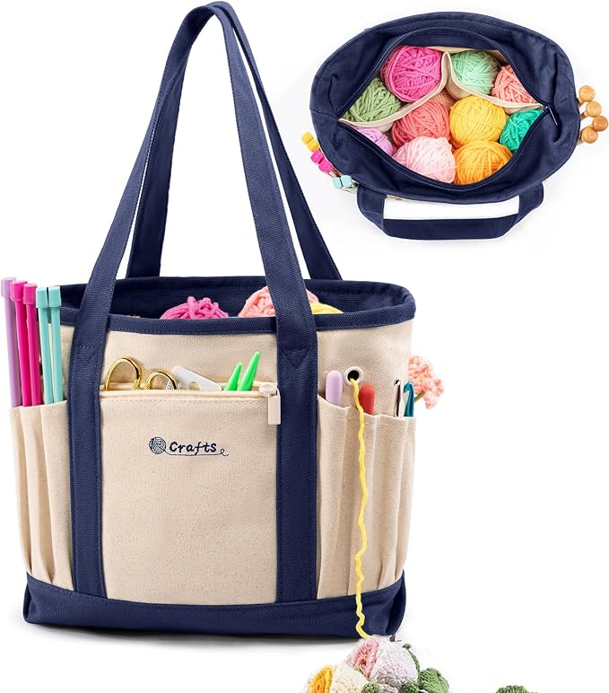 Monogram Canvas Crochet Tote Bag