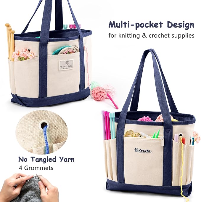 Monogram Canvas Crochet Tote Bag
