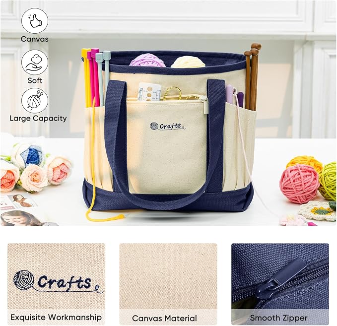 Monogram Canvas Crochet Tote Bag