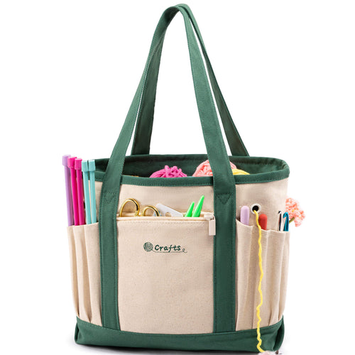 Canvas Yarn Storage Tote with Hook Slots | ZINGCRATER