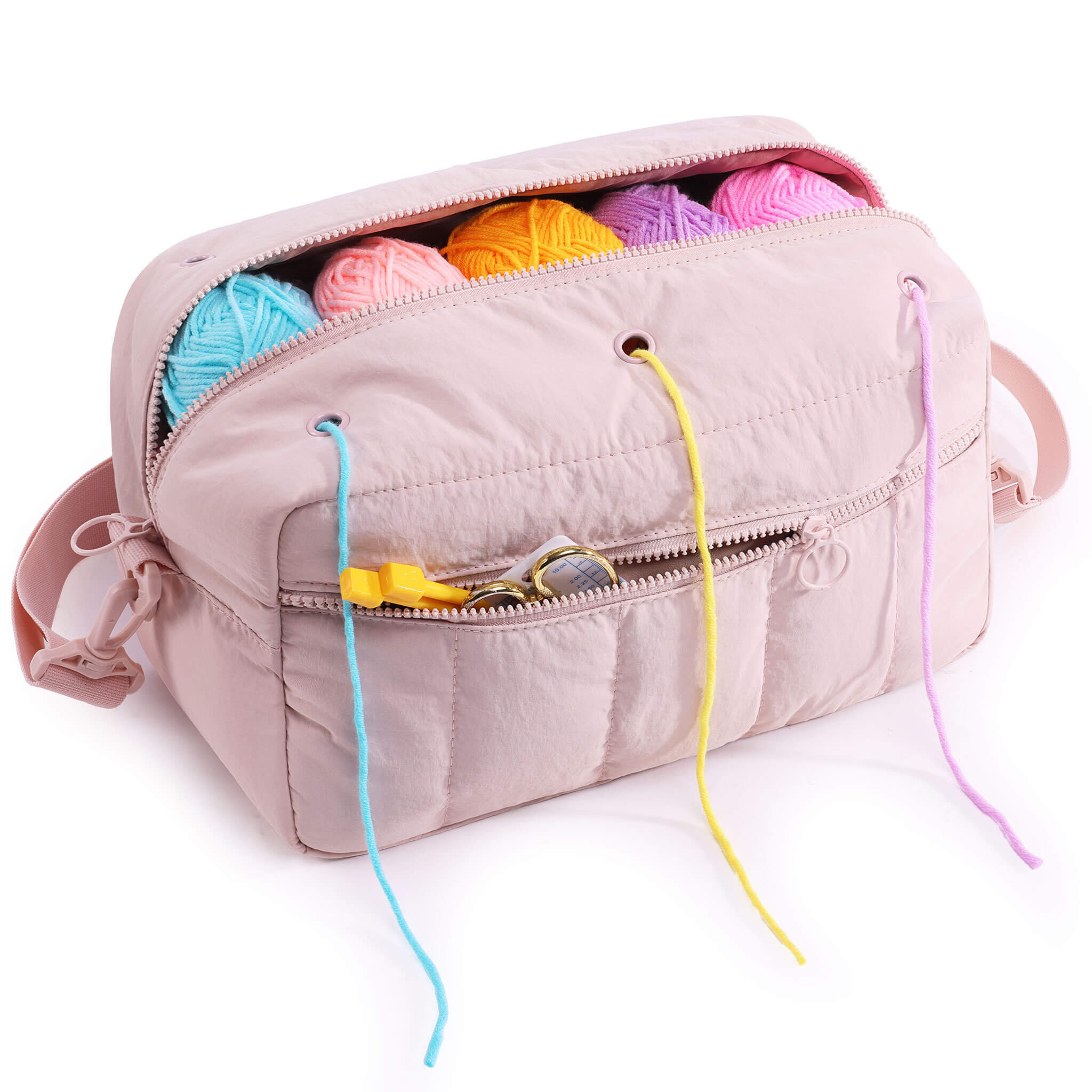 Crochet Project Bag with Yarn Grommets & Pockets | ZINGCRATER