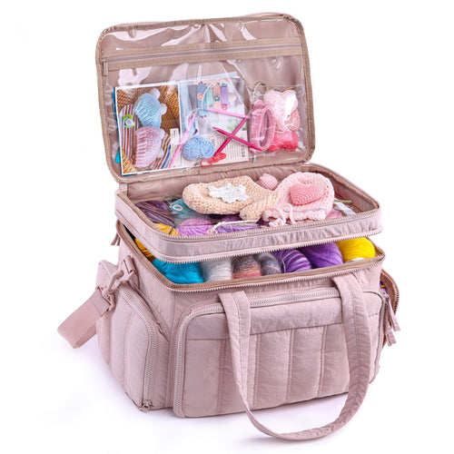 Double Layer Yarn Storage Bag with Clear Top Panel | ZINGCRATER
