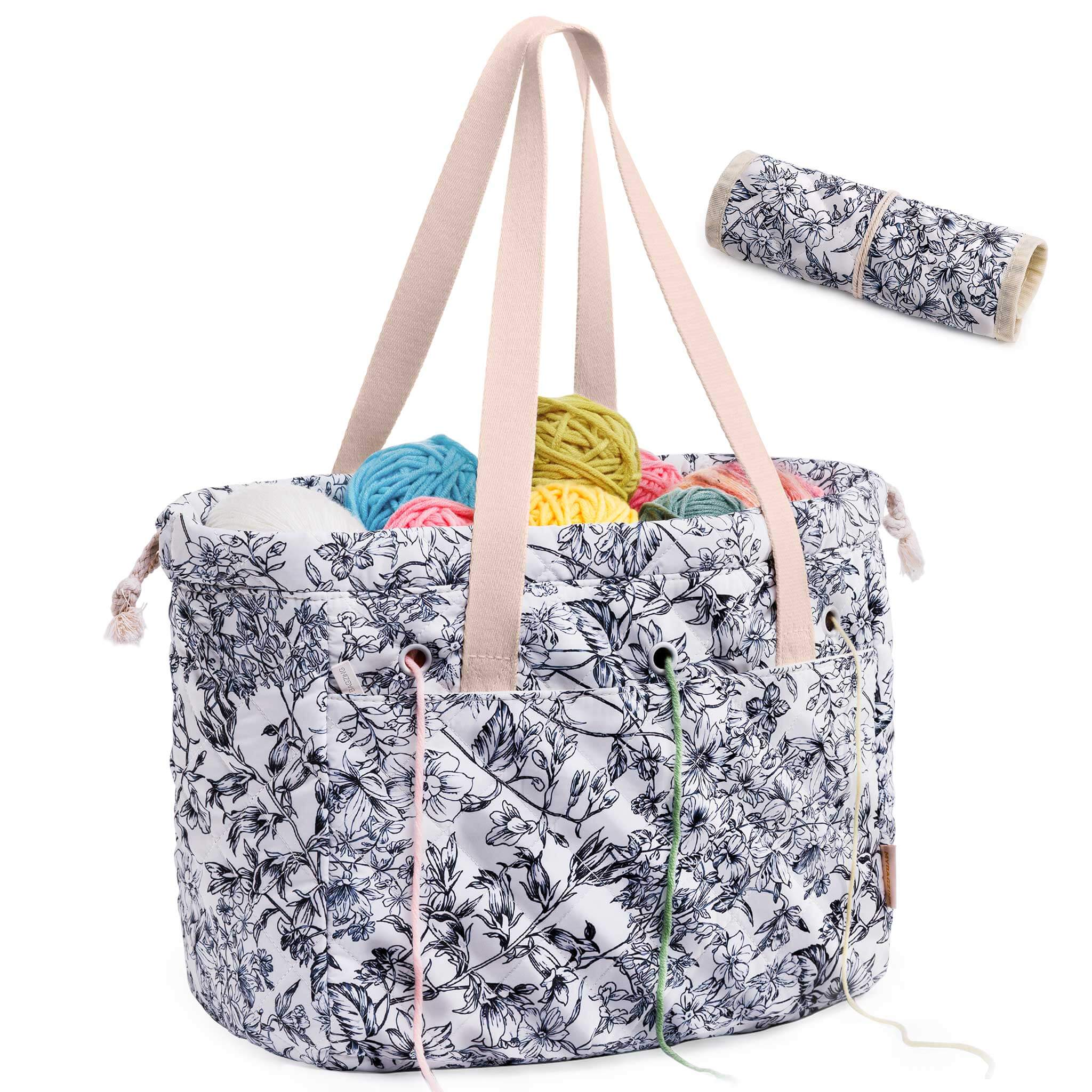 Floral Crochet Bag Set with Hook Organizer Roll | ZINGCRATER
