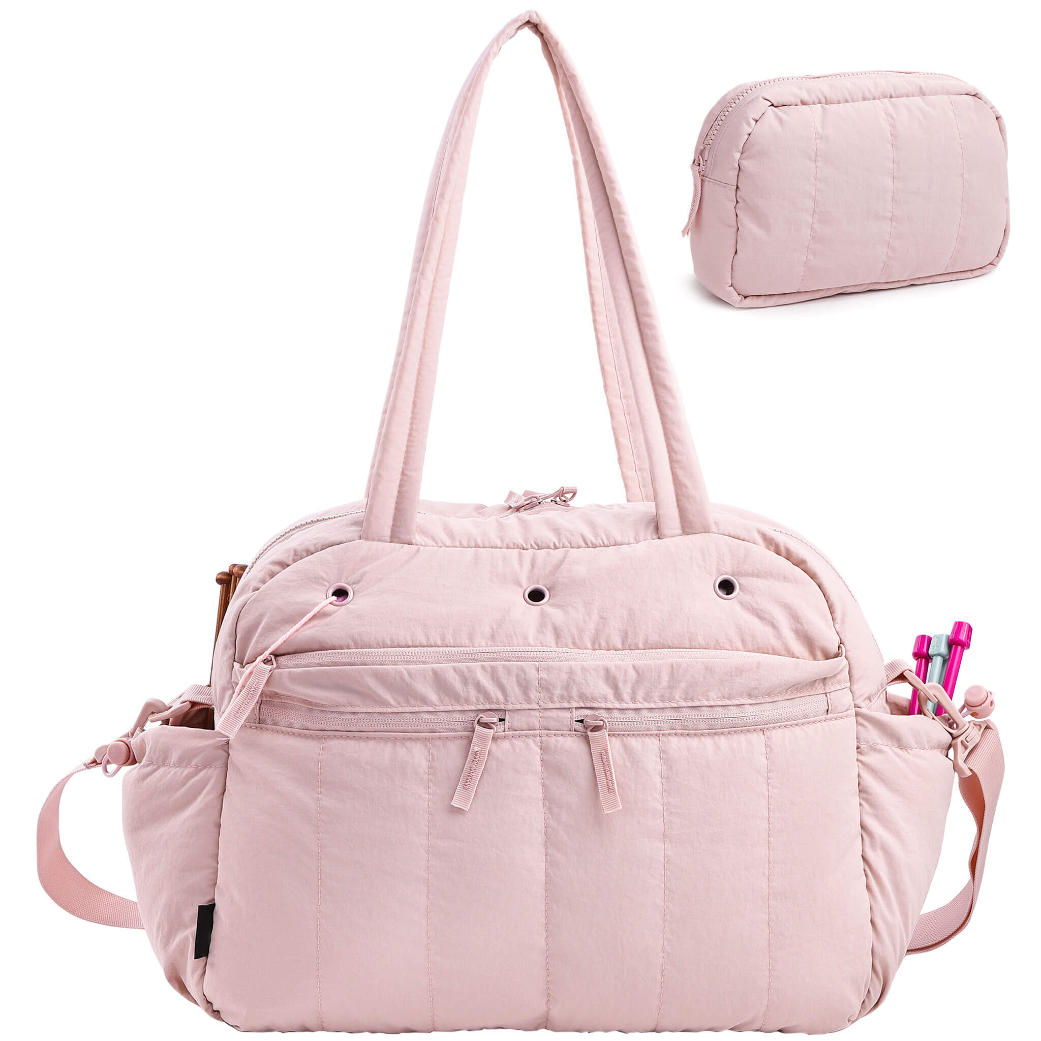 Quilted Crochet Tote Bag with Accessory Pouch | ZINGCRATER
