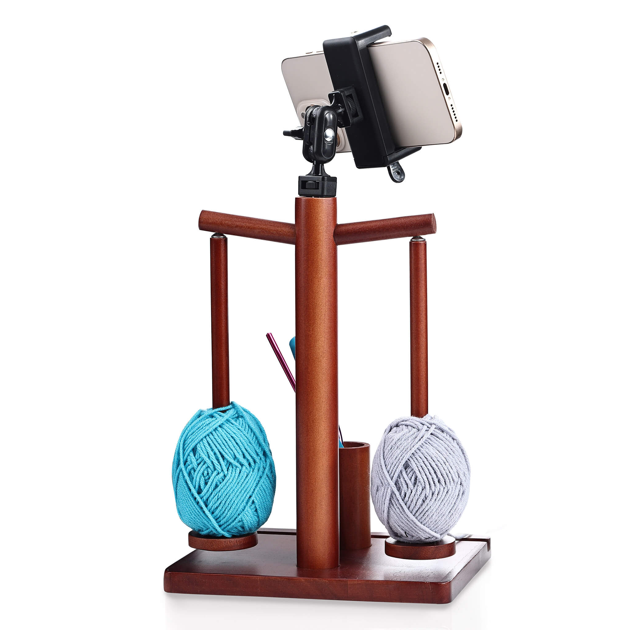 ZINGCRATER 2-Spindle Wooden Yarn Holder Back