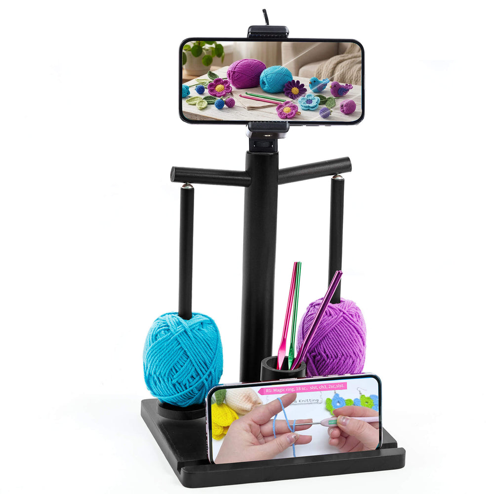 ZINGCRATER 2-Spindle Wooden Yarn Holder Black