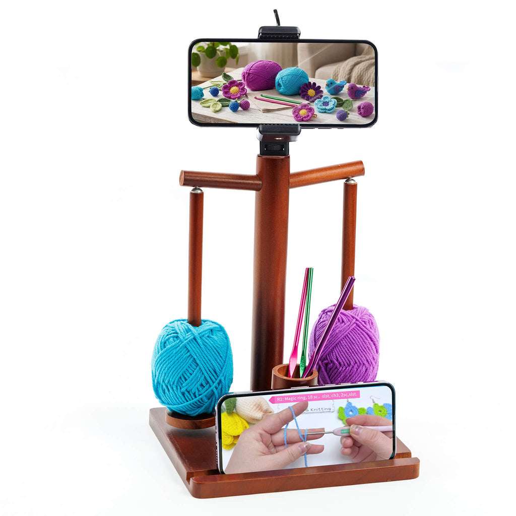 ZINGCRATER 2-Spindle Wooden Yarn Holder Front