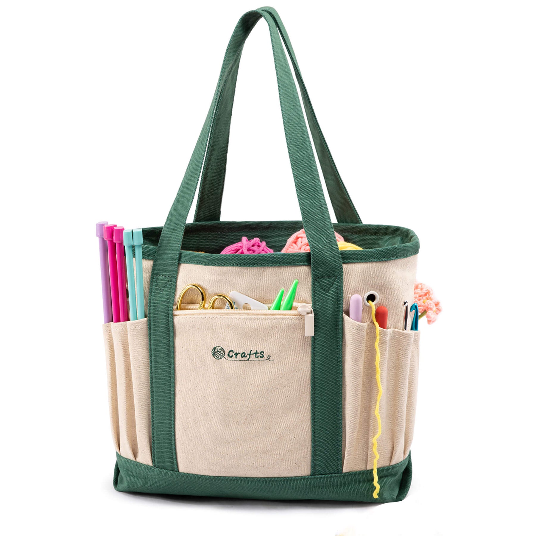 ZINGCRATER Canvas Crochet Tote Bag Green