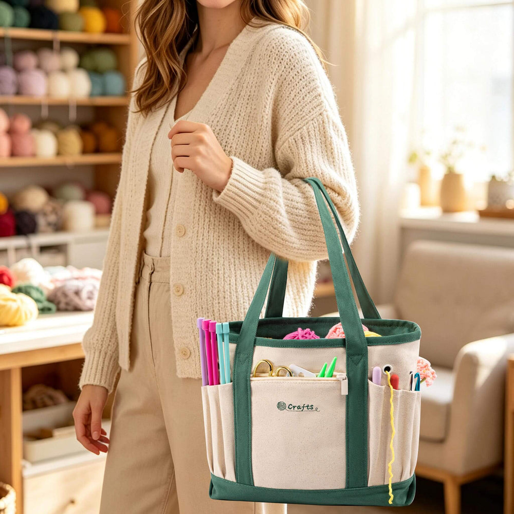 ZINGCRATER Canvas Crochet Tote Bag Model Display