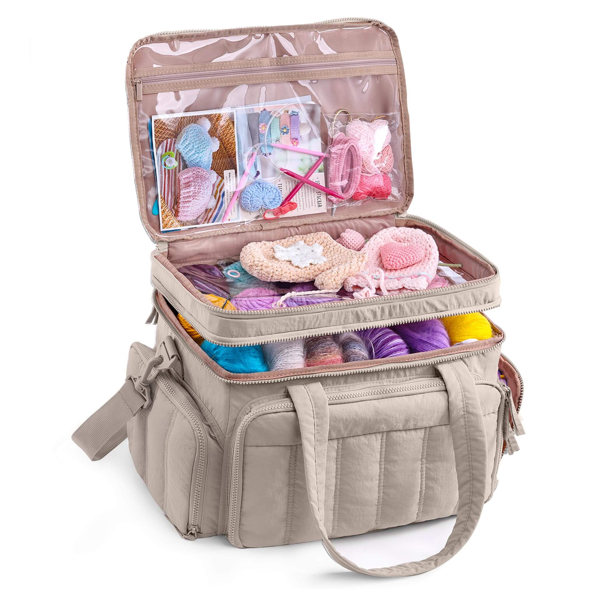 ZINGCRATER Double Layer Yarn Storage Bag Beige
