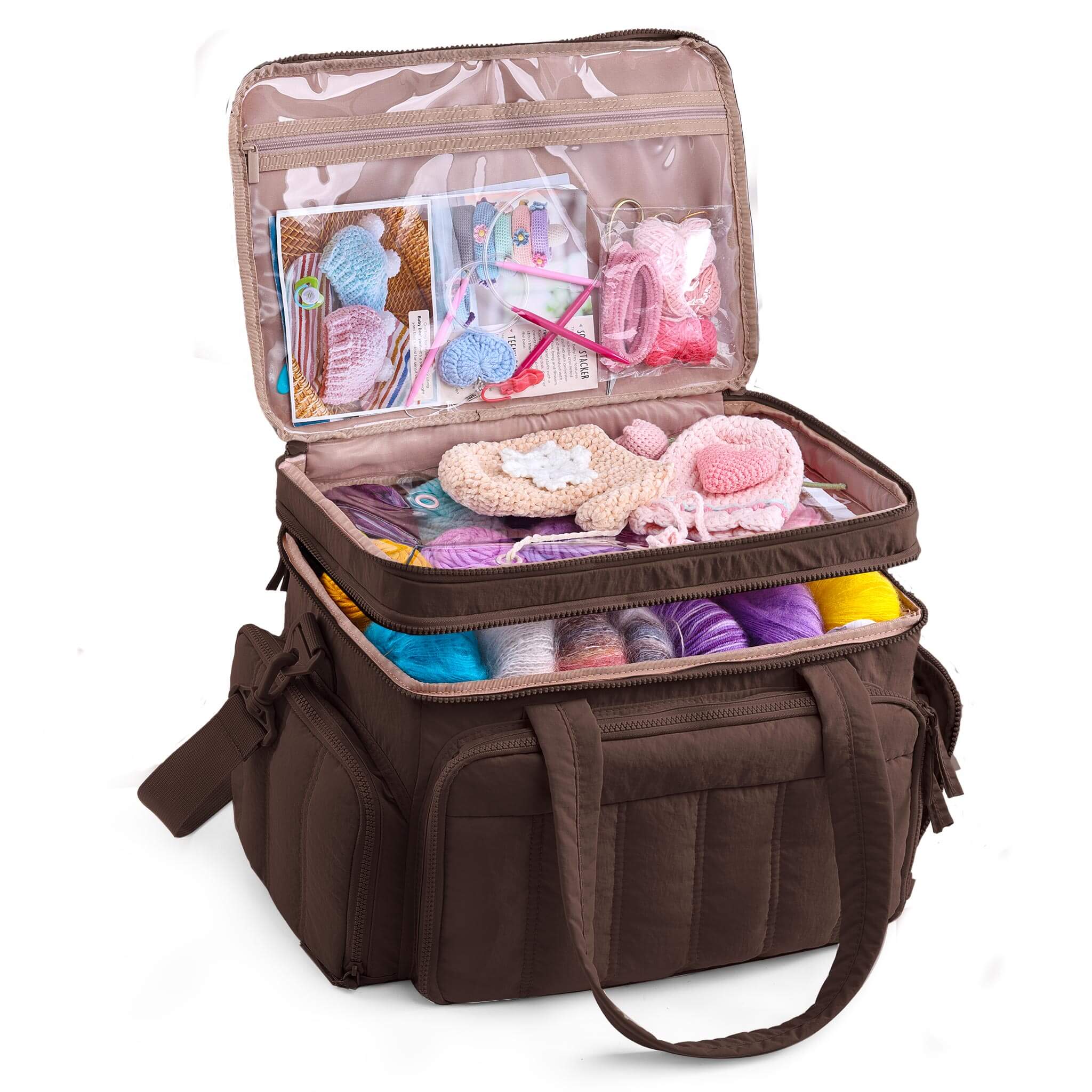 ZINGCRATER Double Layer Yarn Storage Bag Brown