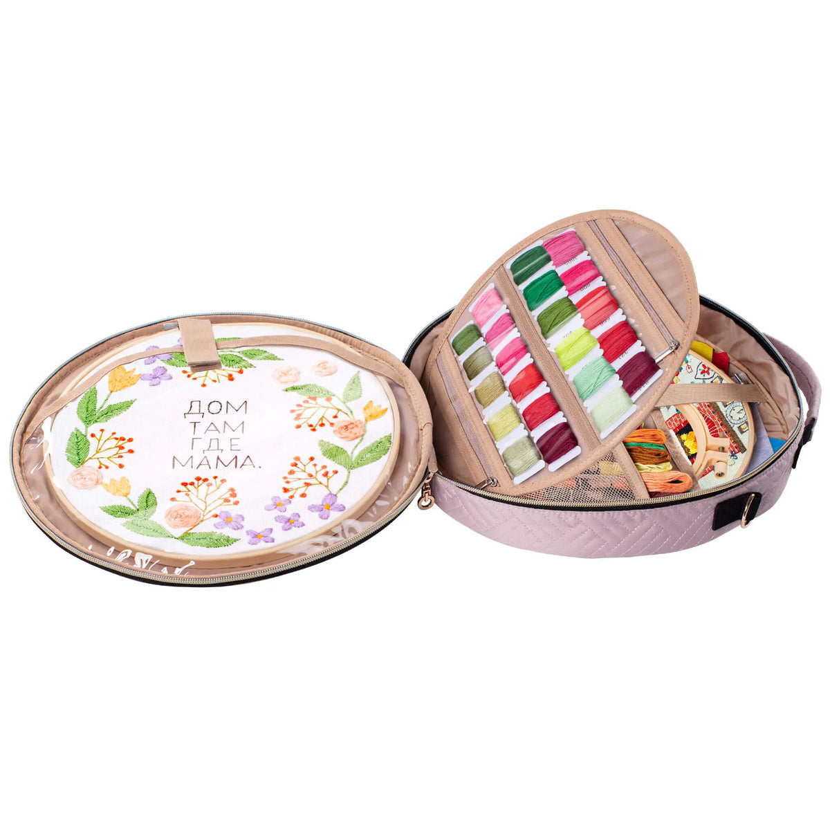 Embroidery organizer bag with removable insert
