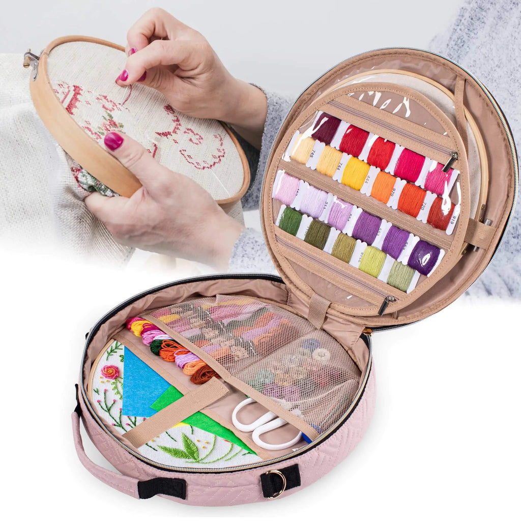 Cross stitch project bag for embroidery supplies