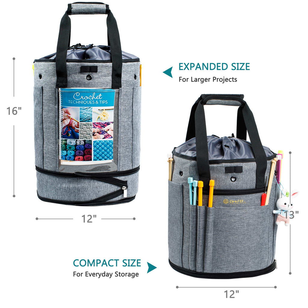ZINGCRATER Expandable Yarn Storage Bag Size