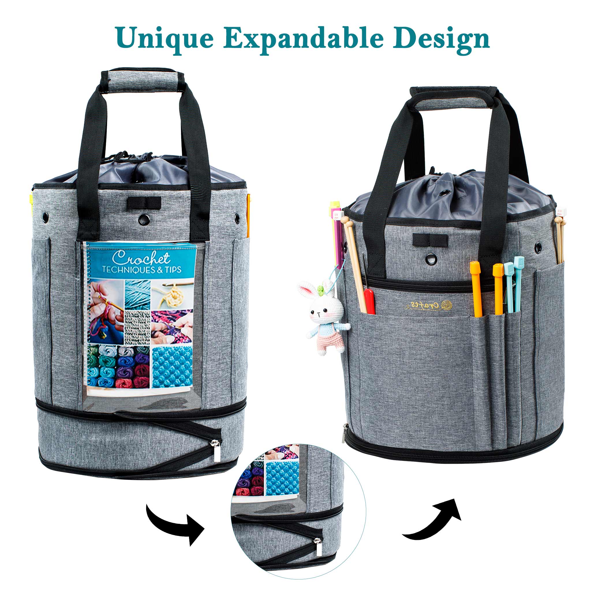 ZINGCRATER Expandable Yarn Storage Bag View3