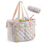 ZINGCRATER Floral Crochet Project Bag Set Blue Patchwork