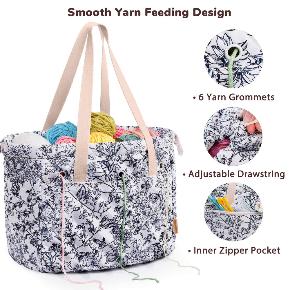 ZINGCRATER Floral Crochet Project Bag Set Close-up