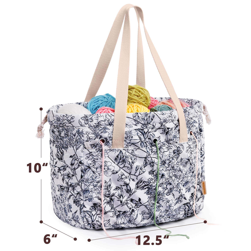 ZINGCRATER Floral Crochet Project Bag Set Size2