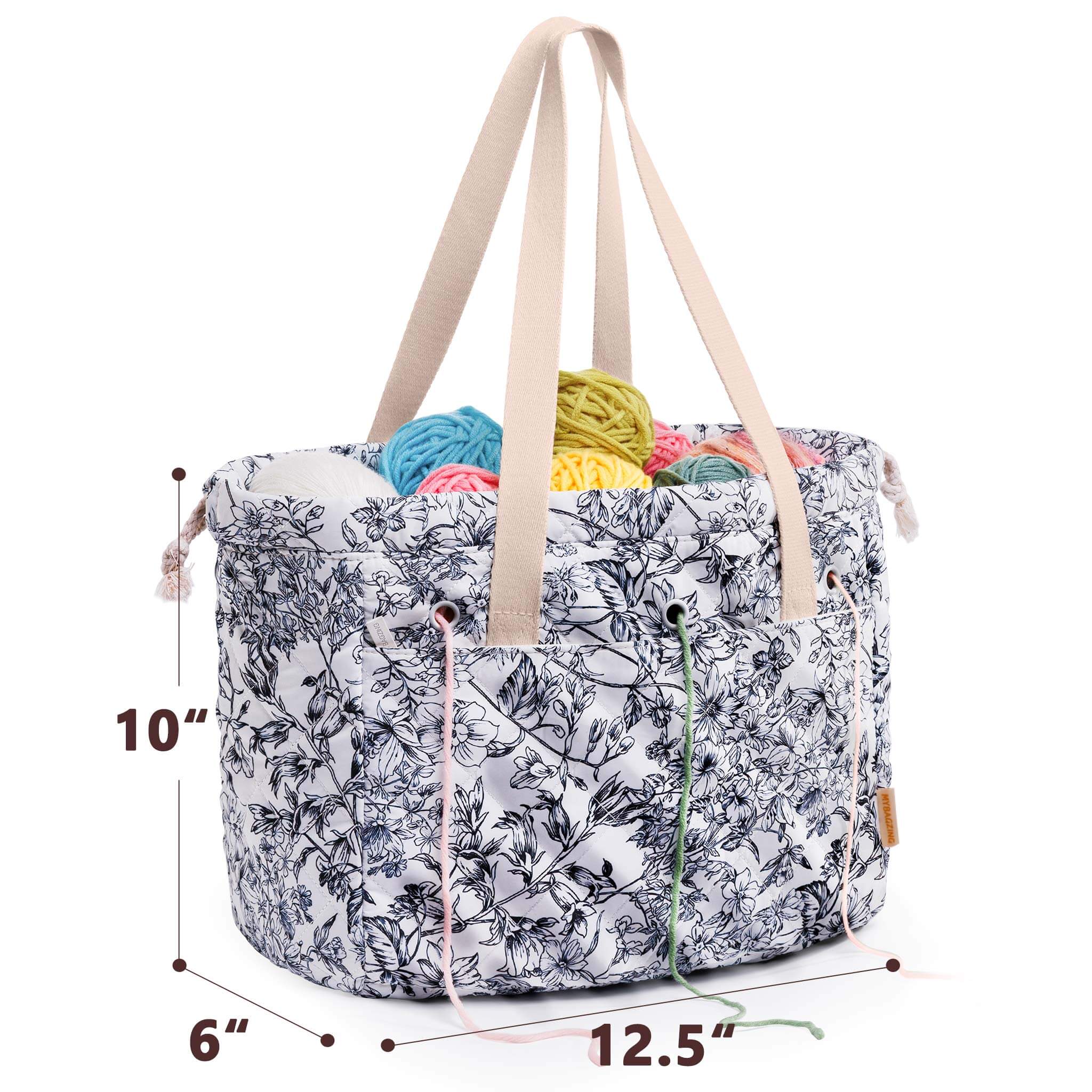 ZINGCRATER Floral Crochet Project Bag Set Size2