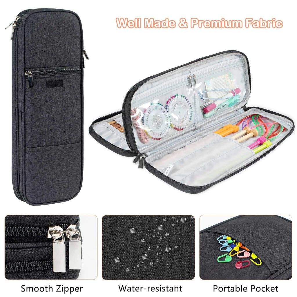ZINGCRATER Knitting Needle Organizer Case Black Detailed View