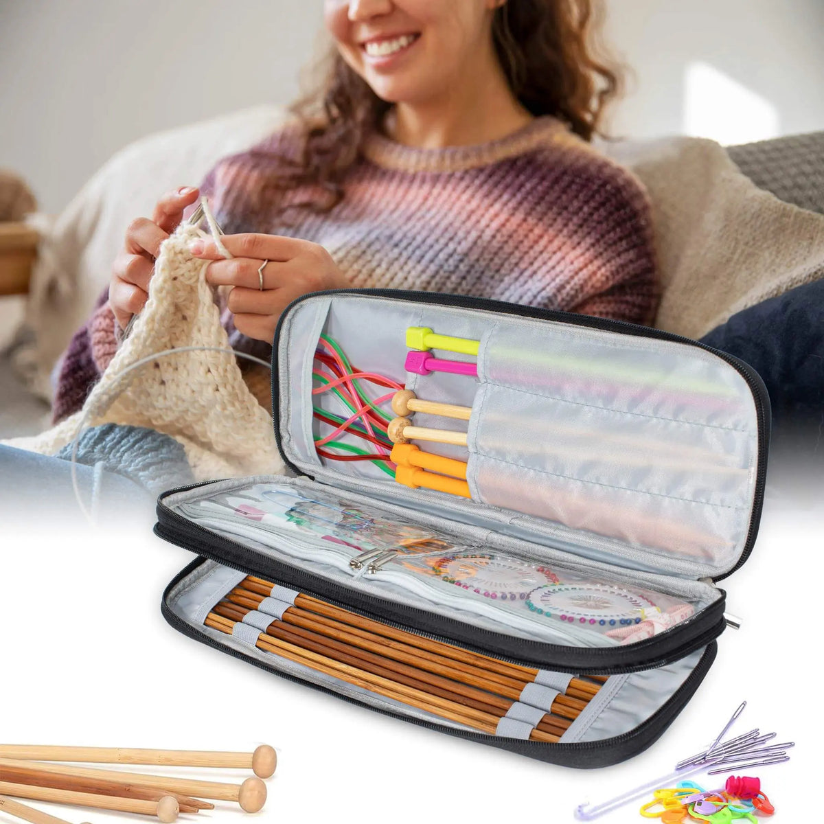 ZINGCRATER Knitting Needle Organizer Case Black Usecase View