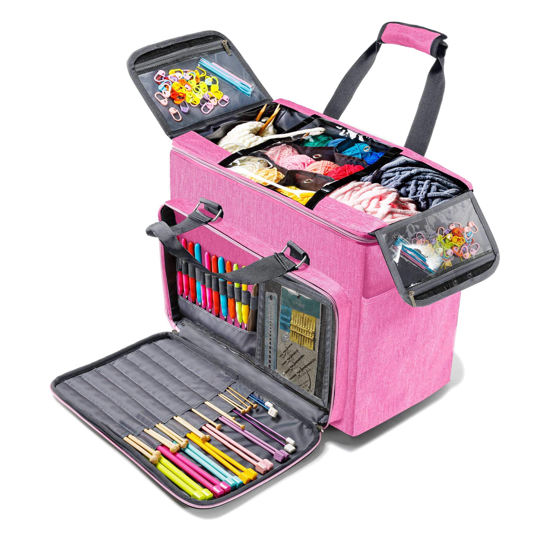 ZINGCRATER Large Yarn Project Organizer Bag Blossom Pink