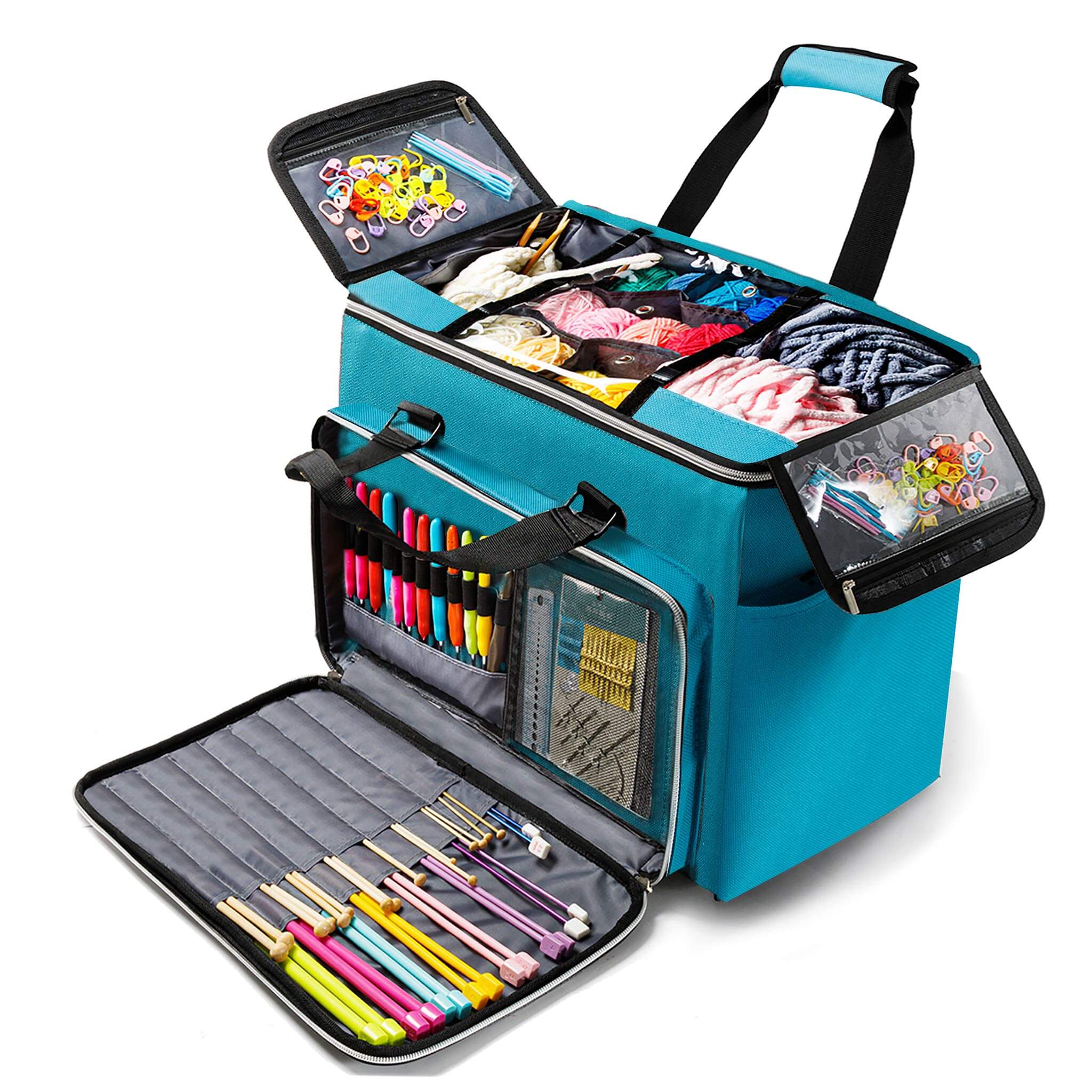 ZINGCRATER Large Yarn Project Organizer Bag Lagoon Blue