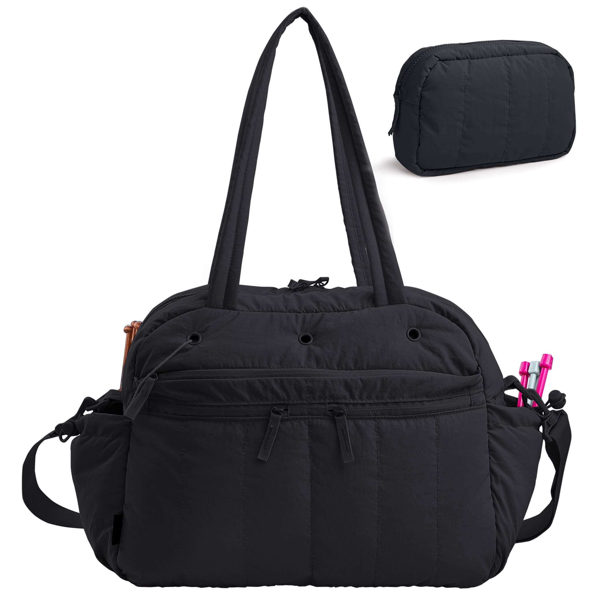 ZINGCRATER Quilted Crochet Tote Bag Black