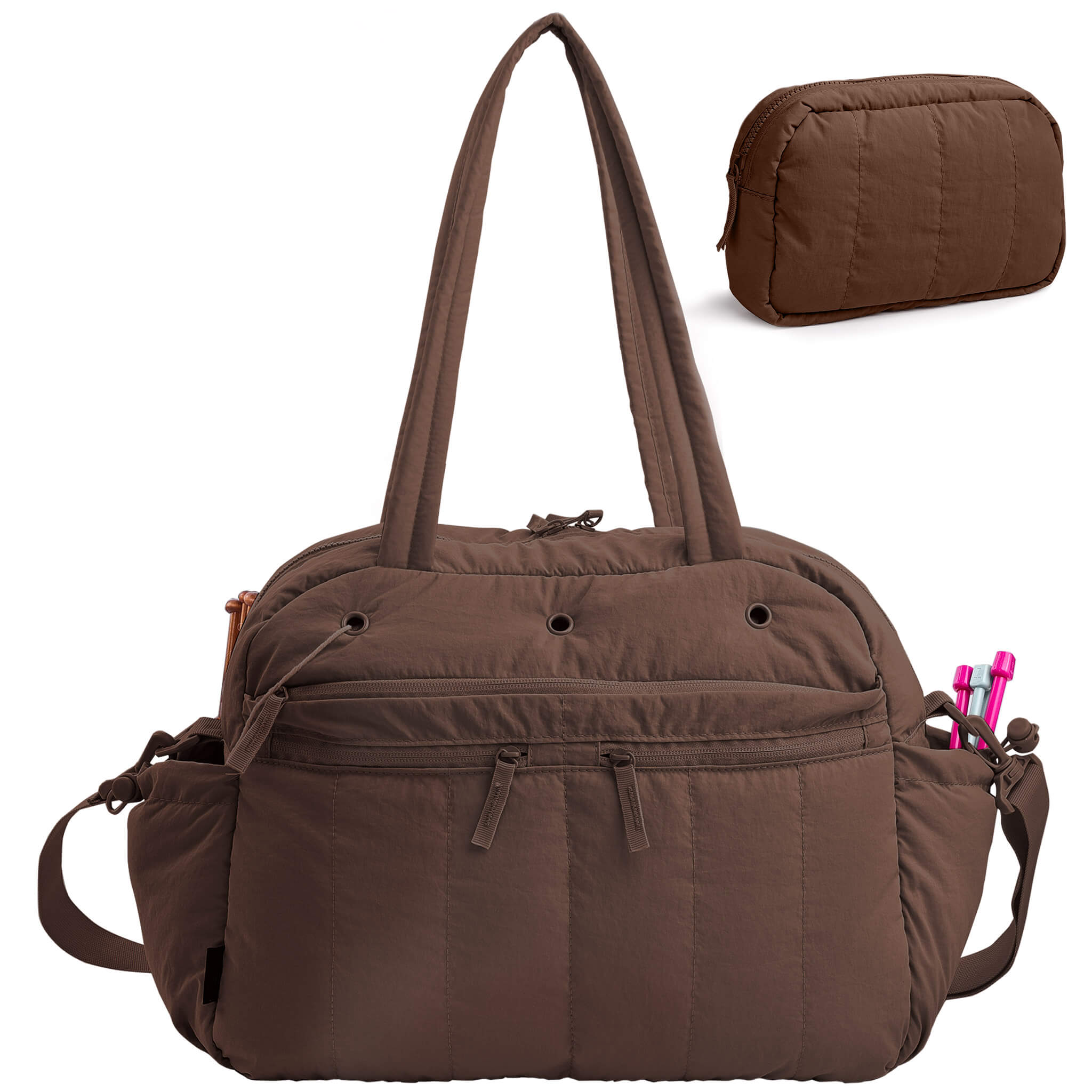 ZINGCRATER Quilted Crochet Tote Bag Brown