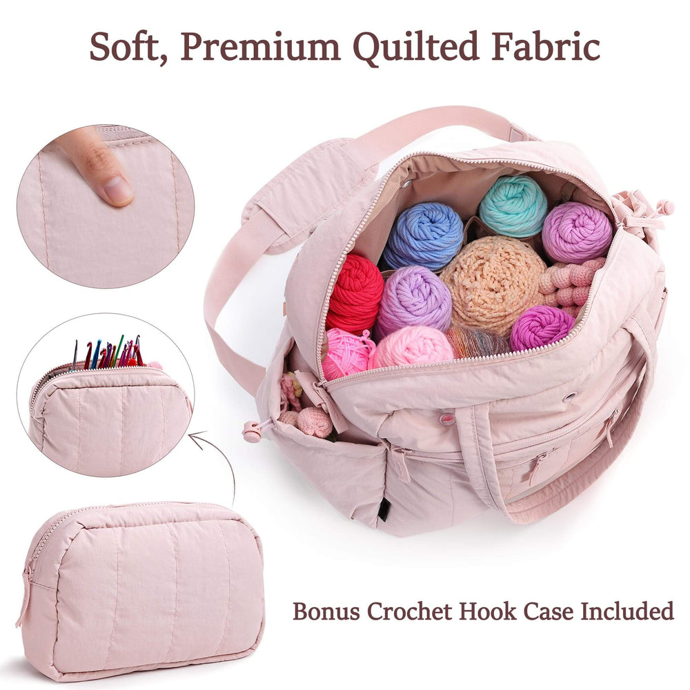 ZINGCRATER Quilted Crochet Tote Bag Close-up1
