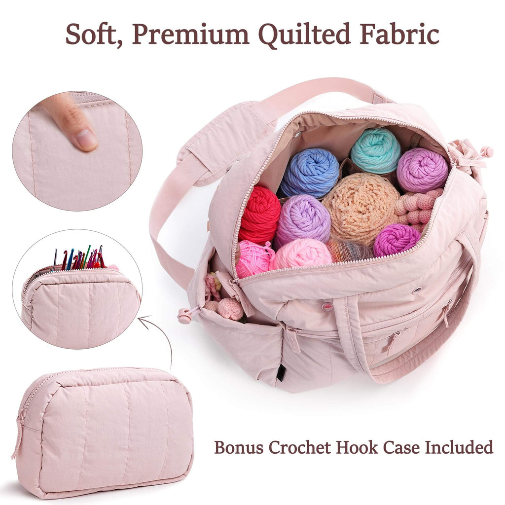 ZINGCRATER Quilted Crochet Tote Bag Close-up1