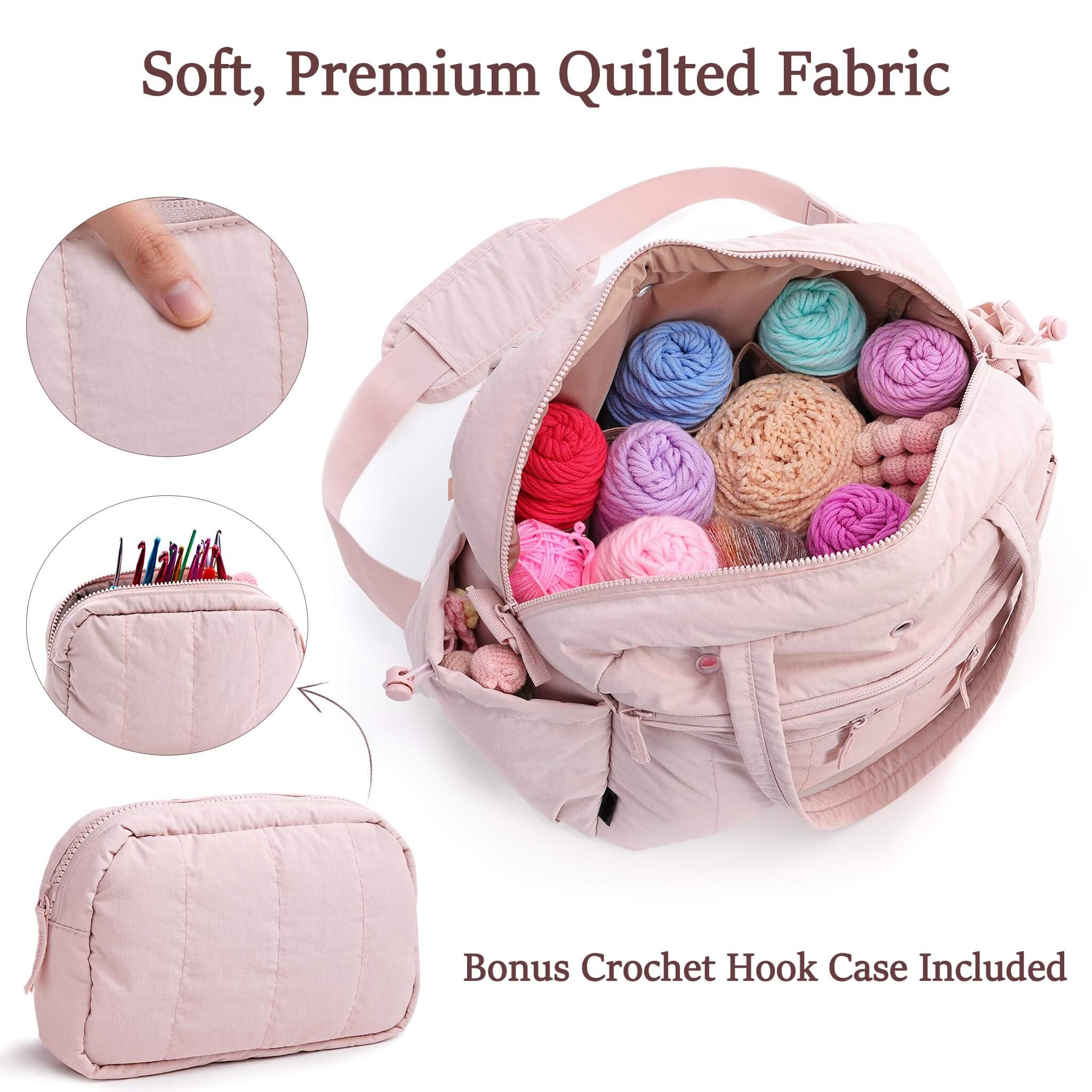 ZINGCRATER Quilted Crochet Tote Bag Close-up1