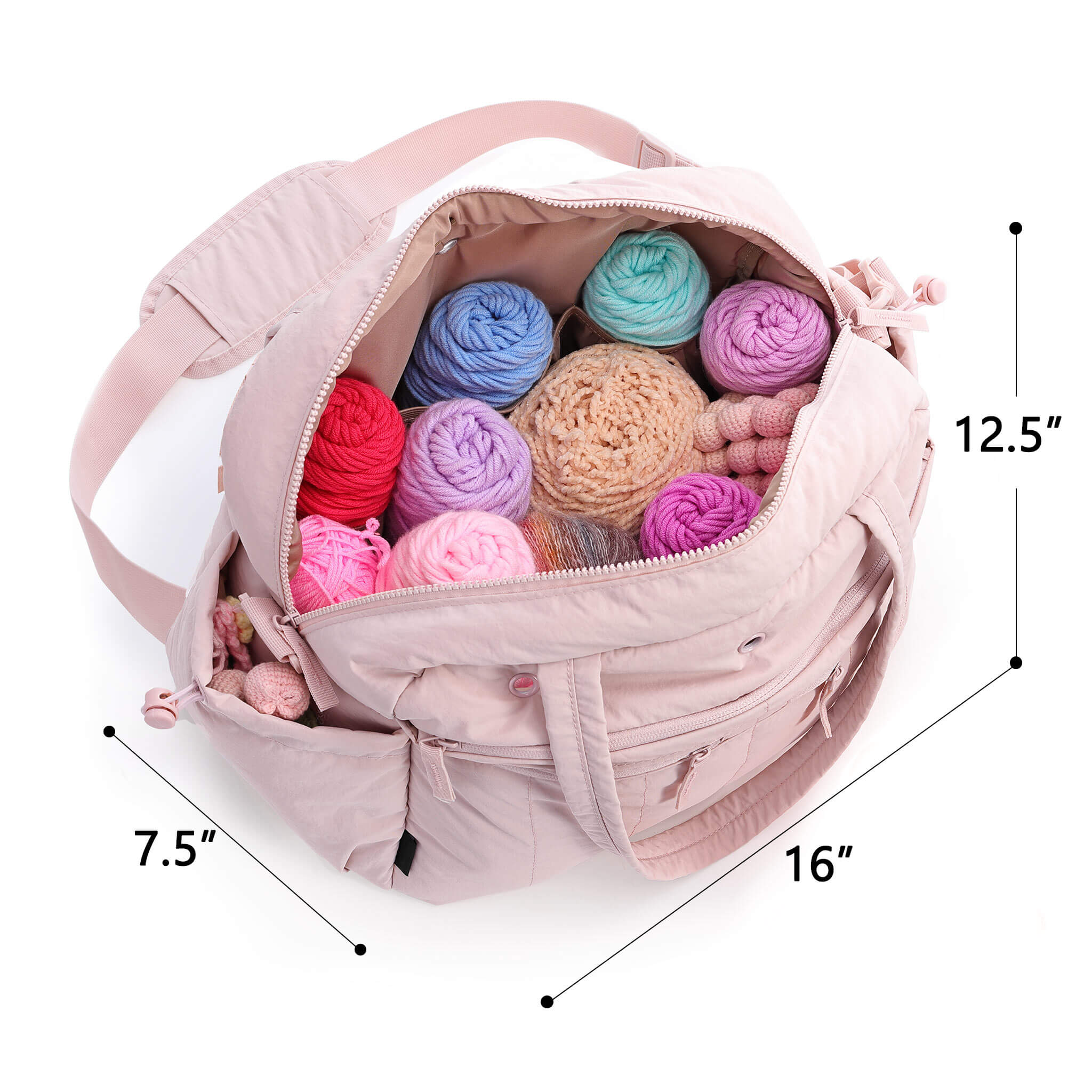 ZINGCRATER Quilted Crochet Tote Bag Size