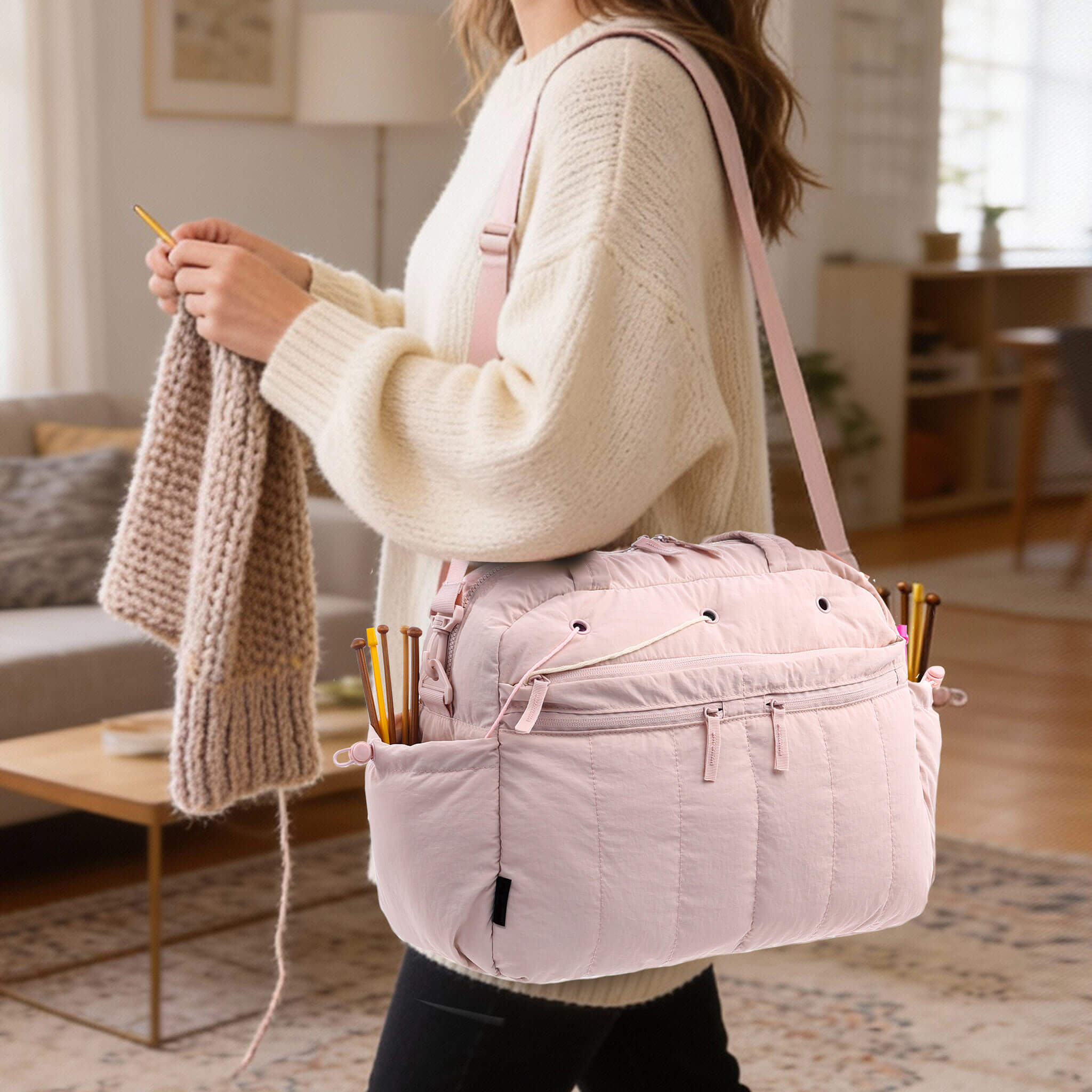 ZINGCRATER Quilted Crochet Tote Bag Usecase
