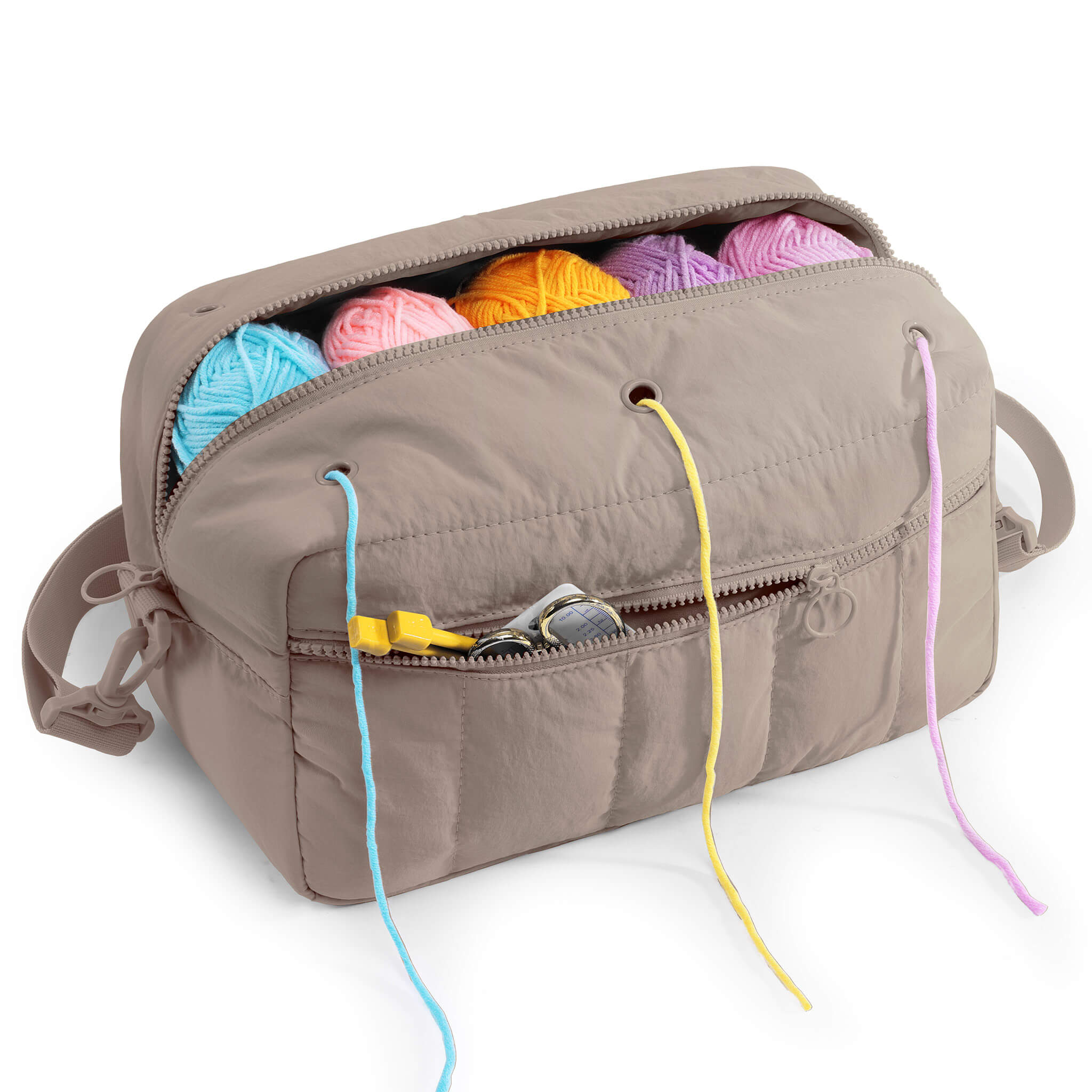 ZINGCRATER Taslon Crochet Project Bag Beige