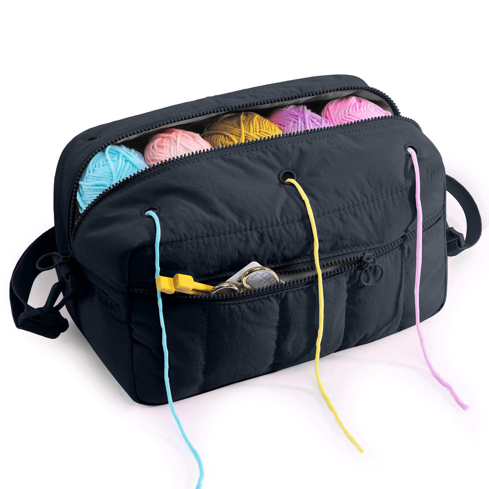 ZINGCRATER Taslon Crochet Project Bag Black