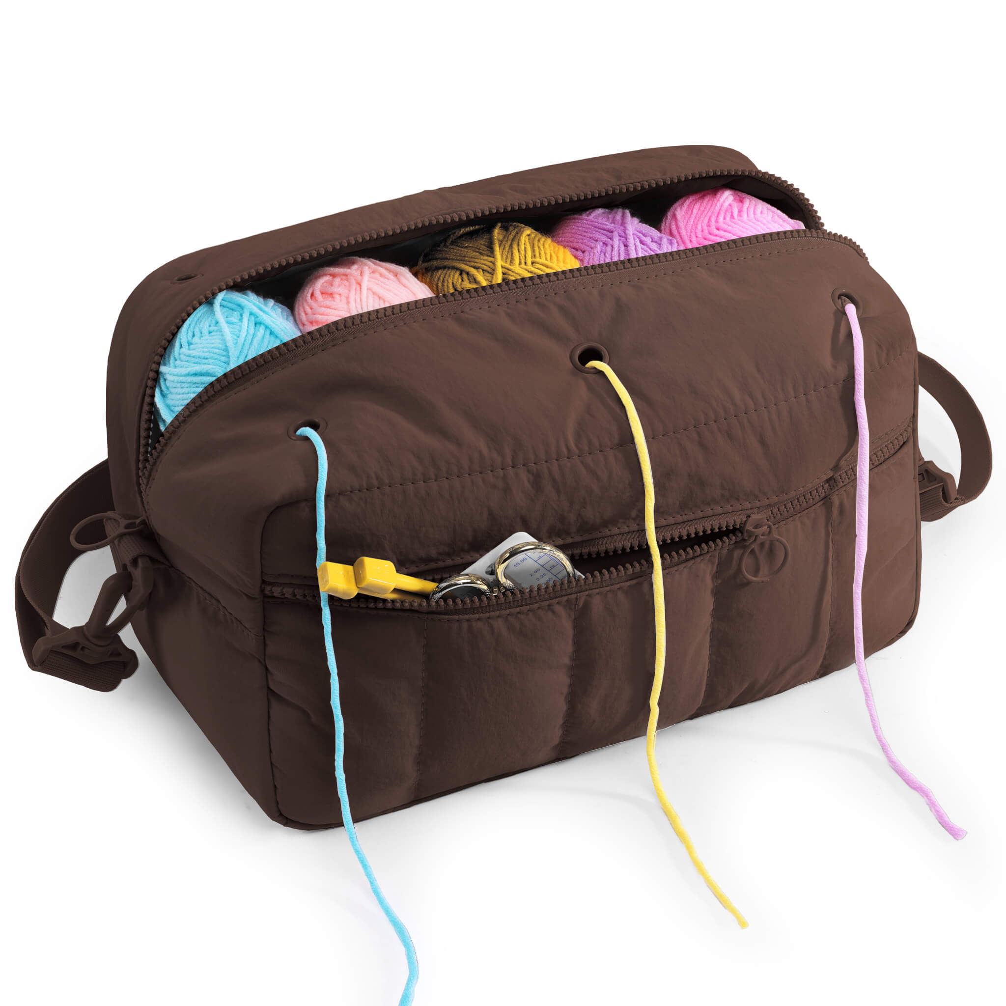 ZINGCRATER Taslon Crochet Project Bag Brown