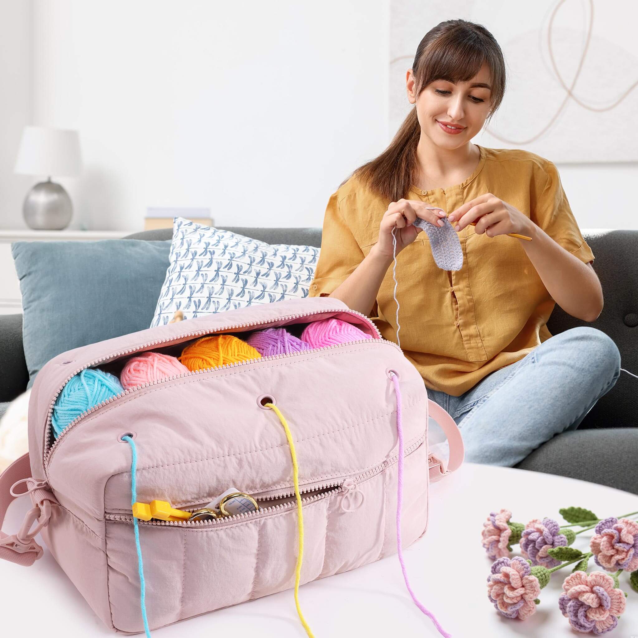 ZINGCRATER Taslon Crochet Project Bag Usecase